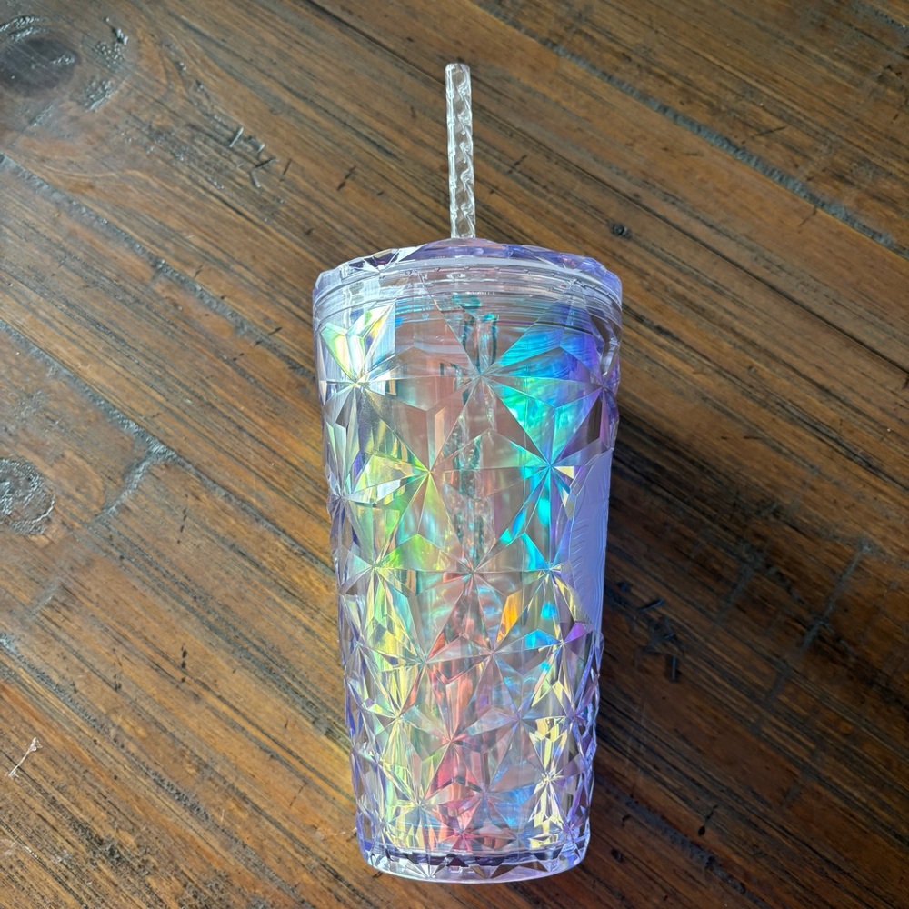 Starbucks 2023 Iridescent Holographic Diamond Prism 16 ounce Tumbler with Straw - Picture 4 of 15